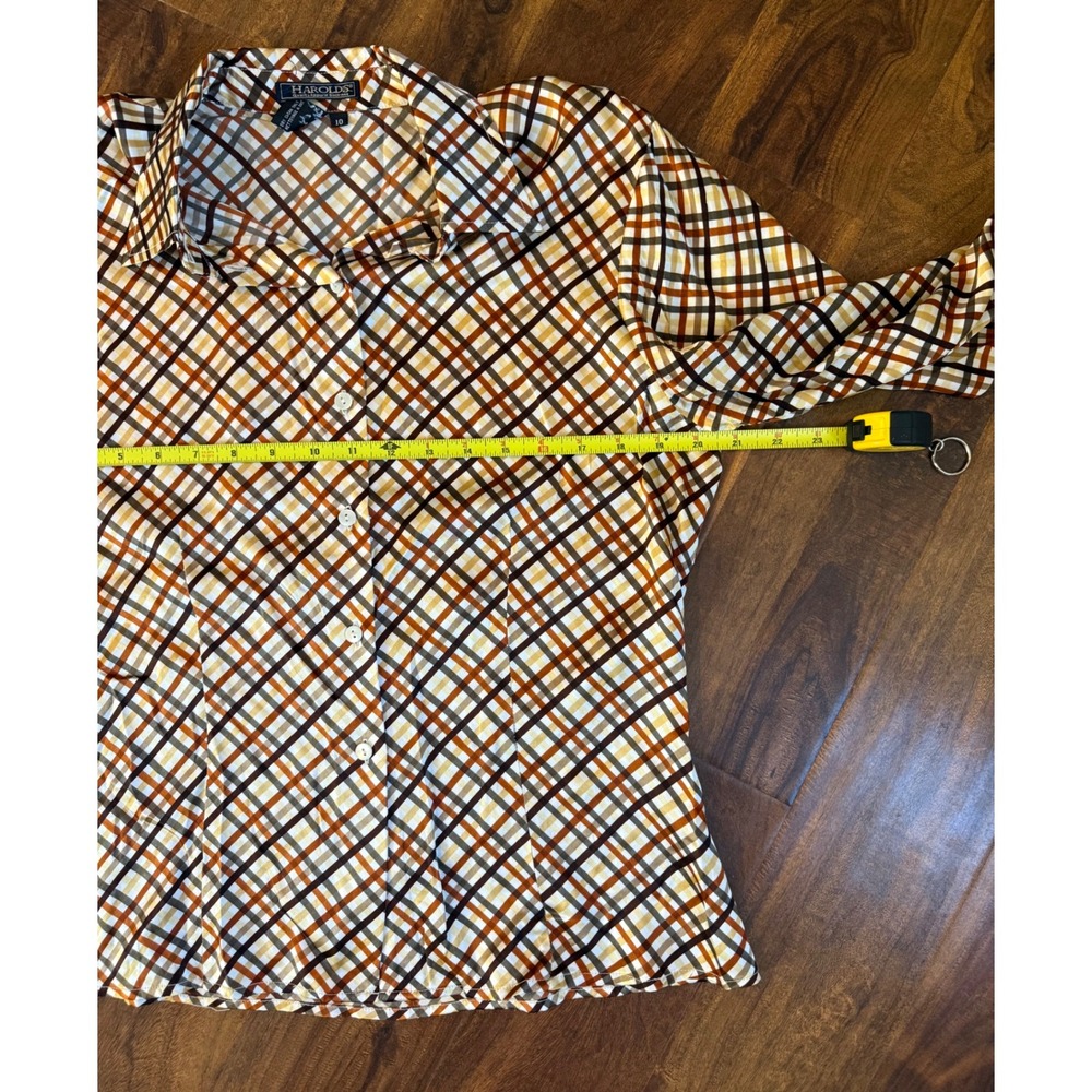 VTG Harold's 10 Women Button Up 100% Silk Striped Shirt Retro Style 90s Silky - Picture 7 of 7